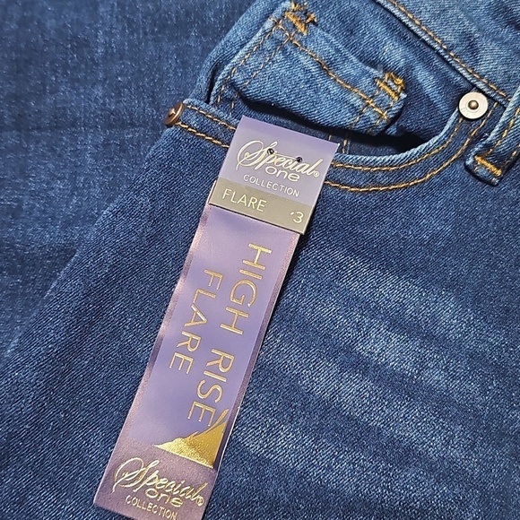 Special One Los Angeles High Waist Dark Blue Flare Jeans Size 3 New - Picture 6 of 10